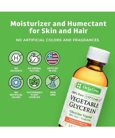 De La Cruz 100% Pure Vegetable Glycerin - 8 fl oz | USP Grade for Hair, Skin & DIY Projects - Buy Online on GoSupps.com
