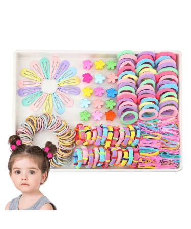 Girls Hair Accessories Set | Colorful Hair Clip Hair Tie Set For Girls | Metal Snap Flower Hair Clip Set Elastic Ponytail Holders Hair Scrunchies For Girls Girl Hair Accessories Gift Set
