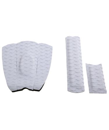 5 Piece Skimboard Traction Pad & 4 Piece Front Surfboard Traction Pads - Skim Board Stomp Foot Pads w/Arch Bar Set for Longboard, Shortboard, Fish Board, Skimboard & Surfing - Premium 3M Adhesive 5 Piece Skimboard Traction Pad - White