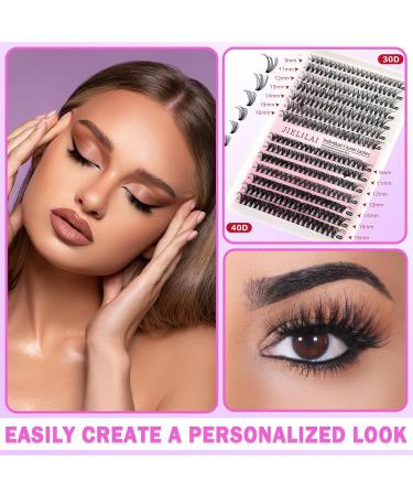 DIY Lash Extension Kit - 30D & 40D Individual Clusters Natural False Lashes with Bond Seal Applicator Tool & Tweezers - International Shipping - Buy Online on GoSupps.com