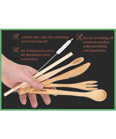 C4wrd Reusable 6-Piece Bamboo Cutlery Set in Metal Tin | Eco-Friendly Travel Utensils for On-the-Go Dining - Buy Online on GoSupps.com