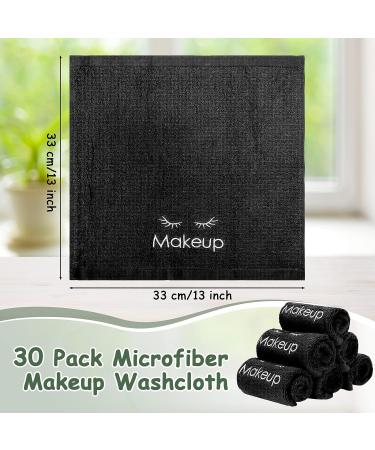 30-Piece Microfiber Makeup Remover Cloths 13x13 Inches - Reusable & Absorbent Towels for Women - Makeup Washcloths with Embroidery - Black - Buy Online on GoSupps.com