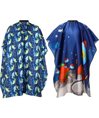 2 pieces of children haircut salon cloak waterproof haircuts overhang children hairdresser apron shampoo styling caps dolphin and rocket patterns - Buy Online on GoSupps.com