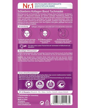 Schaebens Collagen Boost Sheet Mask - Anti-Aging Formula with Collagen Allantoin & Niacinamide for Radiant Skin | International Shipping - Buy Online on GoSupps.com