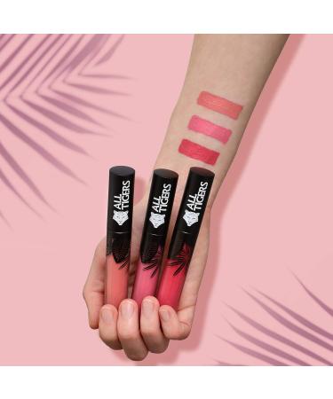 ALL TIGERS - Matte Liquid Lipstick - Long Lasting - Organic Vegan & Natural Ingredients - Coral Pink Shade "Lead The Game" 784 - Long Lasting Lipstick and Petrochemical Derivative Free - Buy Online on GoSupps.com