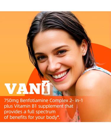 VANI 750MG Benfotiamine with B1, 5X Time Fat & Water Soluble Thiamine B1 Supplement Third Party Tested, No Gluten (120 Capsules) - Buy Online on GoSupps.com
