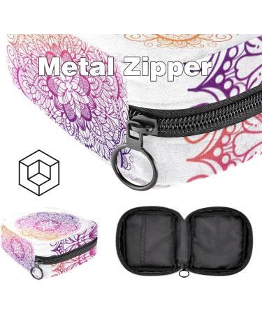 Mandala Boho Indian Retro Flowers Menstrual Cup Bag - Large Zipper Storage for Period Pads & Tampons - Stylish & Functional Travel Pouch for Women - Buy Online on GoSupps.com
