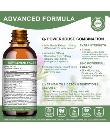 Liver Health Liquid Drops (2 Pack) - Detox & Repair with Artichoke Milk Thistle Dandelion & 21 Herbs - Support Liver Cleanse & Renewal - Buy Online on GoSupps.com