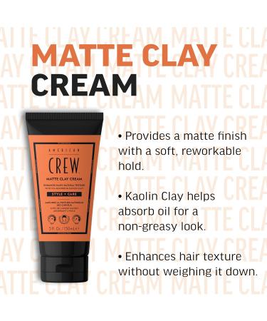 Matte Clay Cream American Crew Coiffant-Soin hybride pour hommes | Absorbe l exc s de s bum & purifie | Tenue moyenne avec finition mate | Gel coiffant effet naturel pour hommes. - Buy Online on GoSupps.com