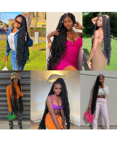 RunM 40Inch Faux Locs Braided Wig for Black Women - Soft Knotless Synthetic Lace Frontal Twist Wig (1B) - Buy Online on GoSupps.com