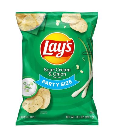Lay's Sour Cream & Onion Potato Chips Party Size (14.75 Ounce) Onion 418.1 g (Pack of 1)