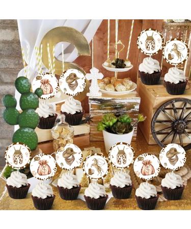 24 Pieces Cowboy Cupcake Toppers Brown Hats Scarf Boots Horseshoes Rompers Cupcake Picks My First Rodeo Western Theme Baby Shower Birthday Party Cake Decoration Supplies - Buy Online on GoSupps.com