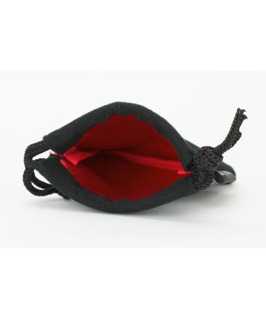 Small Black Dice Bag with Red Interior Double Stitched Snag Proof Satin Lining | Holds 21 16mm Dice