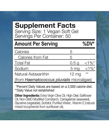Nutrex Hawaii BioAstin 12mg - 50 Vegan Soft Gels | Antioxidant Astaxanthin Supplement - Buy Online on GoSupps.com