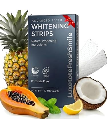 Best Teeth Whitening Strips with 20 Treatments Safe for Enamel 7 Day Whitener Steips Professional Strength Natural Coconut Without Any Harm Pack of 40 Strips
