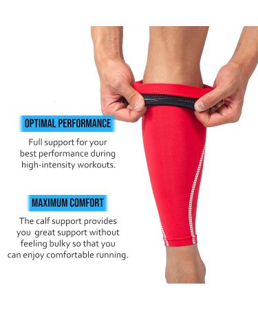 360 RELIEF Compression Calf Sleeves for Men and Women | Shin Splints Muscle Cramps Support | Ideal for Sports, Running, Hiking, Marathon | Includes Mesh Laundry Bag | Red, Size L - Buy Online on GoSupps.com