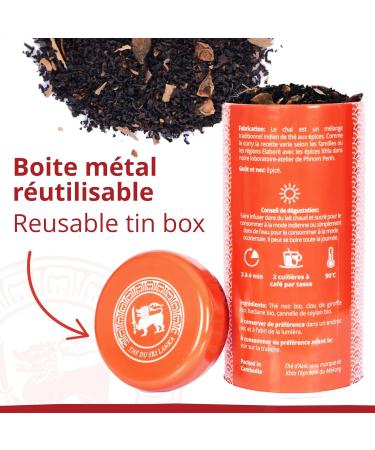  Khla KHLA Organic Black Chai Tea with Ceylan Cinnamon Badiana Clove - Loose Metal Box 90 g - Certified Organic Asian Tea - Buy Online on GoSupps.com