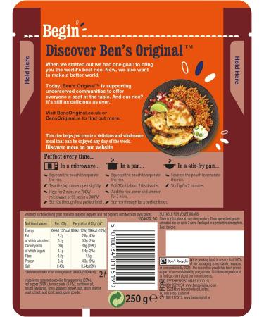 BEN'S ORIGINAL Mexican Style Rice Pouch 250g - Serves 2 | Authentic Microwaveable Rice - Buy Online on GoSupps.com