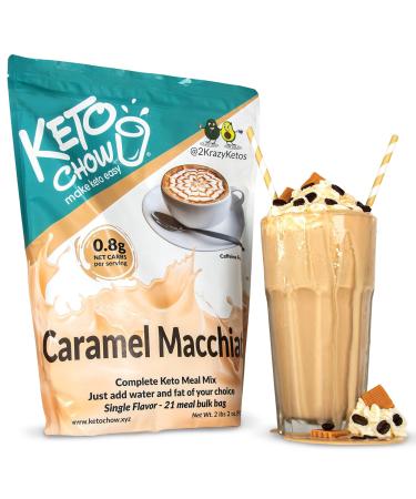 Keto Chow Caramel Macchiato | Keto Meal Replacement Shake Powder | Nutritionally Complete Keto Food | Low Carb Keto Meals | Delicious Easy Meal Substitute Drink | Protein Rich You Choose The Fat| Single Meal Sample | 1 Serving Caramel Macchiato 1