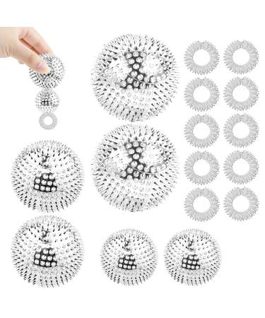 16 pieces Magnetic acupressure massage set 6* Magnetic massage ball (32 mm/47 mm/56 mm) & 10* Finger acupressure ring Skills Metal Igelball Massage set for alleviating stress massage hand exercises - Buy Online on GoSupps.com