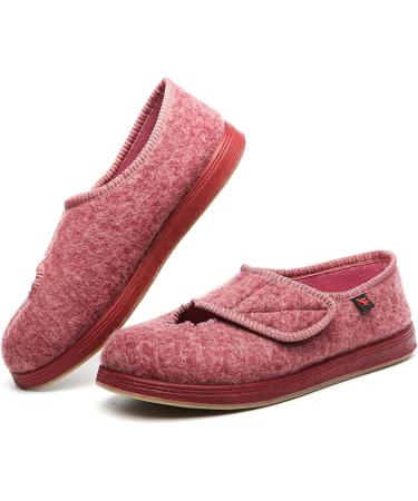 ZHENSI Women's Adjustable Diabetic Slippers - Wide Swollen Feet Shoes with Memory Foam for Elderly - Non-Slip Flat (9.5, Pink) - Buy Online on GoSupps.com
