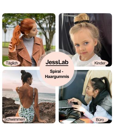 Jesslab Spiral Hair Gum - 20 No-Damage Ponytail Holders & Hair Jewelry for Girls & Women - Black - Buy Online on GoSupps.com