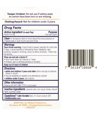 Little Remedies Sore Throat Pops with Real Honey - 10 Count Pack of 1 - Buy Online on GoSupps.com