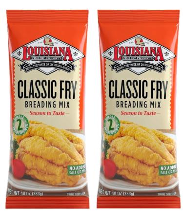 Louisiana Fish Fry Products Unseasoned Classic Fry Seafood Breading Mix, Pack of Two (10 Ounce Bags, Formerly "All Natural", No MSG)