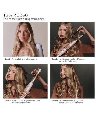 T3 Aire 360 Multi-Styler & Blowout System - Rapid Drying Hair Dryer Ceramic Curling Attachments Oval Brush for Perfect Blowouts & Long-Lasting Curls in Satin Blush/Gold | International Shipping Available - Buy Online on GoSupps.com