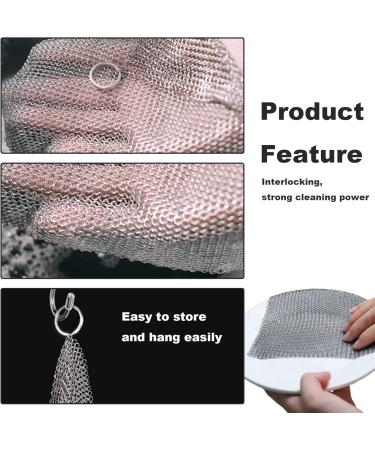 Cast Iron Scrubber Chef's Pans Cast Iron Cleaner Stainless Steel Scourer 20cm Nonstick Oil Chainmail Scrubber for Kitchen Pans Pot Griddles Skillets Cookware - Buy Online on GoSupps.com