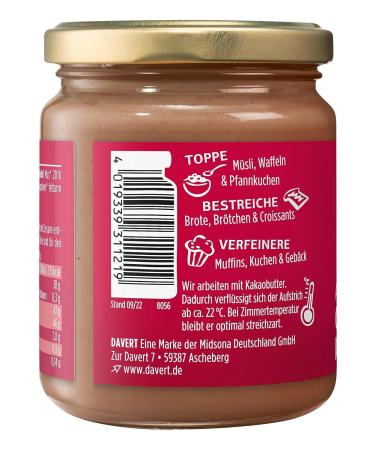 Buy Davert Almond Cream 250g - Creamy Chocolate Spread Palm Fat-Free 100% Organic Quality - International Shipping Available - Buy Online on GoSupps.com