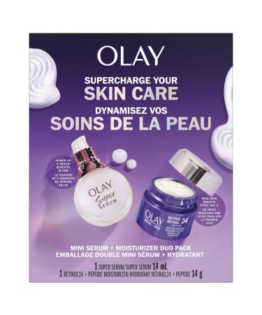 Olay Super Serum 14mL & Olay Regenerist Retinol 24 Night Face Moisturizer Fragrance-Free Trial Size 14mL