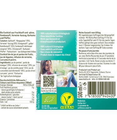 BIOTTA - My juice day - Detox fruit juice - Anti-inflammatory - Fresh and 100% organic mango orange and carrot - Enriched - Buy Online on GoSupps.com