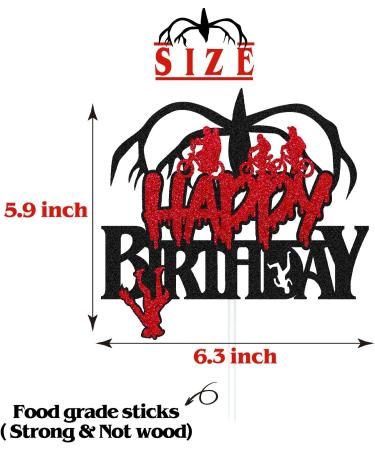Stranger Birthday Cake Topper for Kids - Black Glitter Cartoon Themed Party Supplies - Buy Online on GoSupps.com