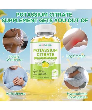 Potassium Citrate 1000mg Gummies Potassium Supplement for Adults Women and Men with Magnesium Vitamin B6 Chewable Supplements Support Electrolyte Balance Leg Cramps & Muscle Health 60 Count 60 Count (Pack of 1) - Buy Online on GoSupps.com