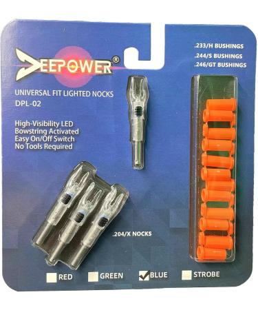 DEEPOWER X Lighted Nocks for Arrows .204/.233/.244/.246 - 4 Pack with ON/Off Switch and H S GT Bushings - Blue - Buy Online on GoSupps.com
