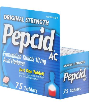 Pepcid AC Original Strength 10 mg Famotidine - 75 ct Pack for Heartburn Relief - Buy Online on GoSupps.com