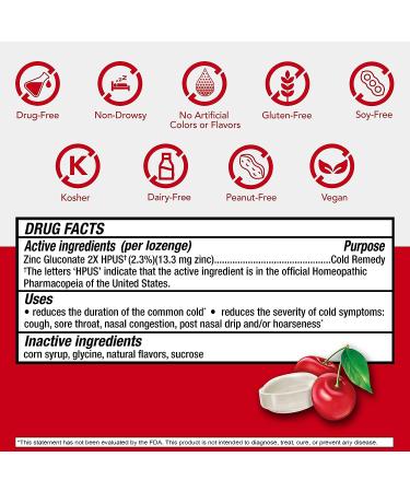 Cold-EEZE Natural Cherry Zinc Lozenges Homeopathic Cold Remedy for Sore Throat, Cough, Congestion & Post Nasal Drip 25 Count Pack - Buy Online on GoSupps.com