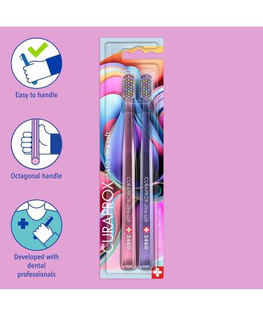 Curaprox CS 5460 Ultra Soft Manual Toothbrush - Special Edition Colorful Curls (2 Pack) | Best for Gentle Cleaning and Gum Care - Buy Online on GoSupps.com