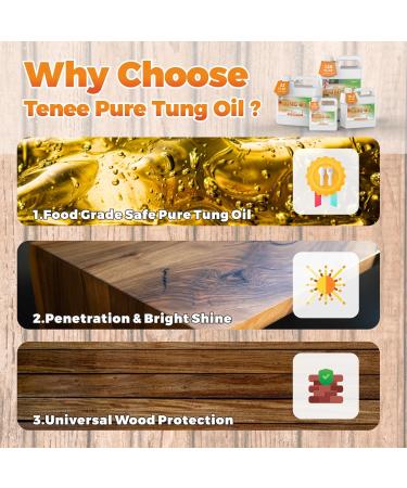 33 Fl Oz Pure Tung Oil - Waterproof Wood Finish for Food Safe Sealing & Protection | Strengthen Your Wood Projects - Buy Online on GoSupps.com