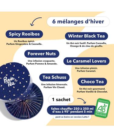 Panda Tea | Winter Selection Gift Set | Assortment of 6 Organic Teas & Infusions 100% Organic | 36 Bags Muslin Tea Infusions - Buy Online on GoSupps.com