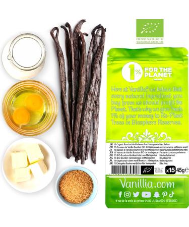 Organic Grade A1 Madagascar Vanilla Beans 2023 - 15 Pods, 6-7 inches - Fresh ZIP Bag - Grand Cru Quality - Buy Online on GoSupps.com