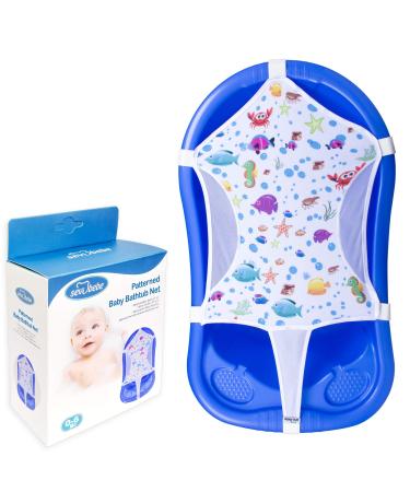 Baby Bath Seat Support Net, Patterned Bath Net with Six Safety Support Corner, Bathtub Shower Mesh, Premium Quality Bath Sling for Newborns, Size: 35 x 21 (Bathtub is not Included)