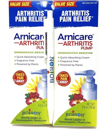 Boiron Arnicare Arthritis Cream 4.2 oz Pump (Pack of 2) Bundle with Pen - for Pain Relief of Knees Hands Wrists Elbows Joints & Muscles Quickly Absorbed & Fragrance-Free - Buy Online on GoSupps.com