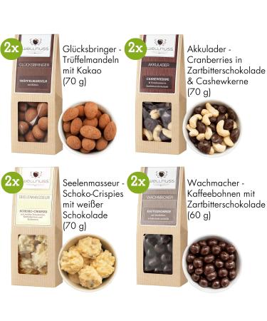 Buy Mens Evening Best of Chocolate Gift Set | 8 Premium Snacks with Noble Nuts in Birch Wood Box | Perfect Gift for Men Friends & Family | Wellnut Premium - Buy Online on GoSupps.com