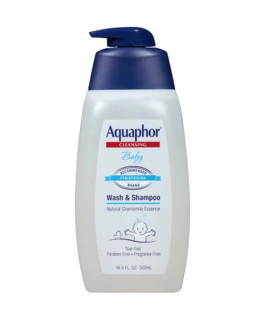 Aquaphor Baby Wash and Shampoo - Mild, Tear-free 2-in-1 Solution for Babys Sensitive Skin - 16.9 fl. oz. Pump