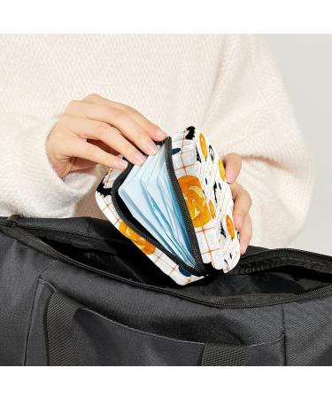 Halloween Pumpkin Plaid Sanitary Napkin Storage Bag - Large Capacity Menstrual Cup Pouch for Girls - Portable Makeup Organizer - Color 14 - Buy Online on GoSupps.com