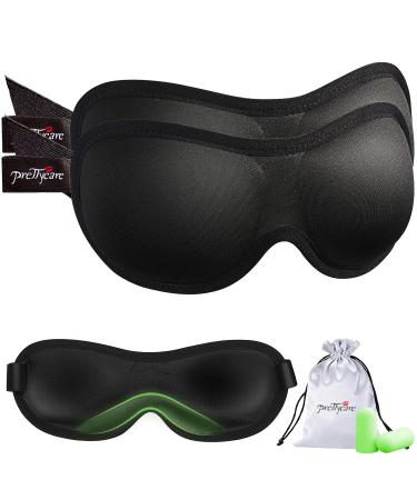 PrettyCare 3D Sleep Mask 2 Pack Eye Mask for Sleeping 3D Contoured Sleeping Mask Blackout Out Light - Blindfold Airplane with Ear Plugs Night Masks with Travel Bag (Black&Black) Black&black One Size - Buy Online on GoSupps.com