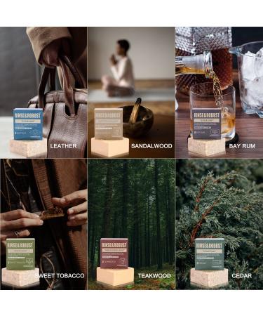 Men's Handmade Natural Soap Bar Set - 6Pcs Cleansing & Moisturizing Bars for All Skin Types | Leather, Sandalwood, Cedar, Bay Rum Scents | Exfoliating Scrub Soap Gift Set - Buy Online on GoSupps.com