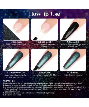 MIZHSE 8 Colors Chameleon Gel Nail Polish Glitter Gel Polish Set Shimmer Iridescent Color Blue Green Purple Shiny Nail Gel Soak Off Nail Art Salon Home - Buy Online on GoSupps.com